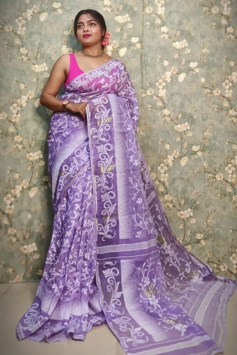 Purple Designer Soft Jamdani Saree