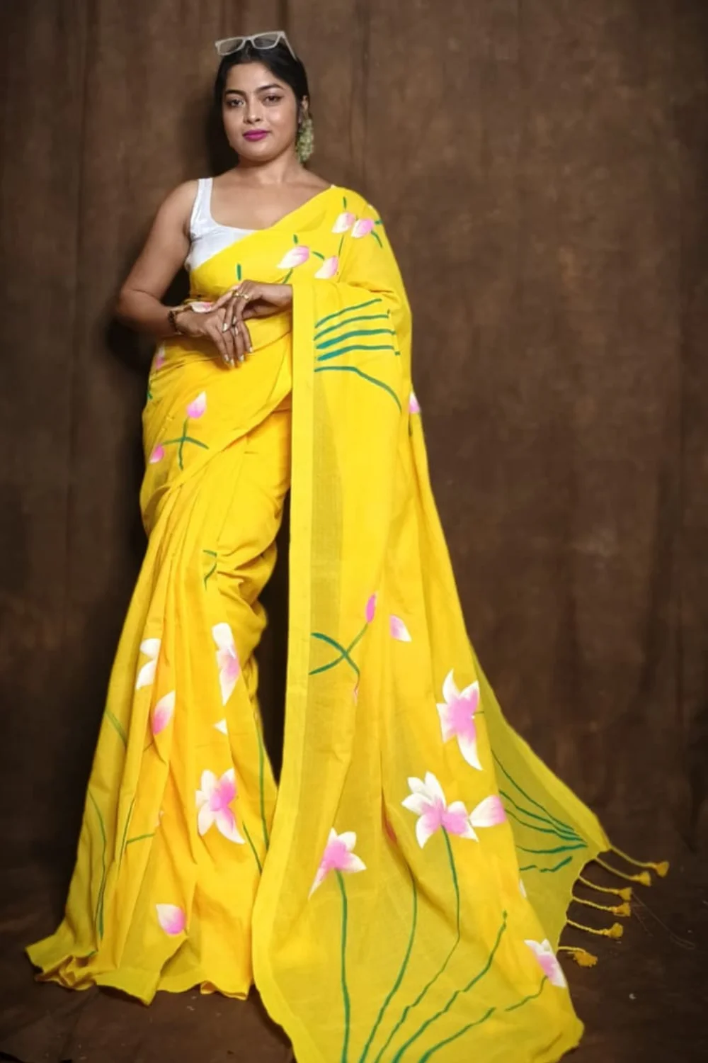 Aesthetic Yellow Handloom Khadi Cotton Saree