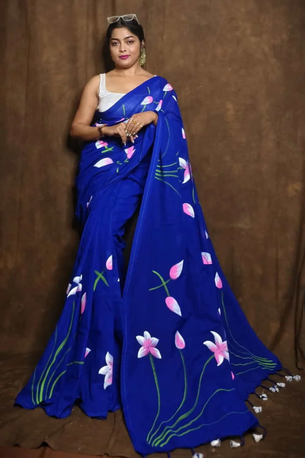 Aesthetic Blue Handloom Khadi Cotton Saree