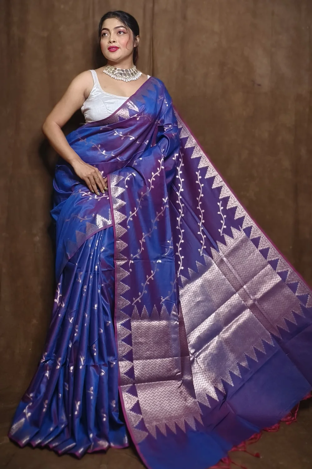 Dark Blue Muga Katan Cotton Saree