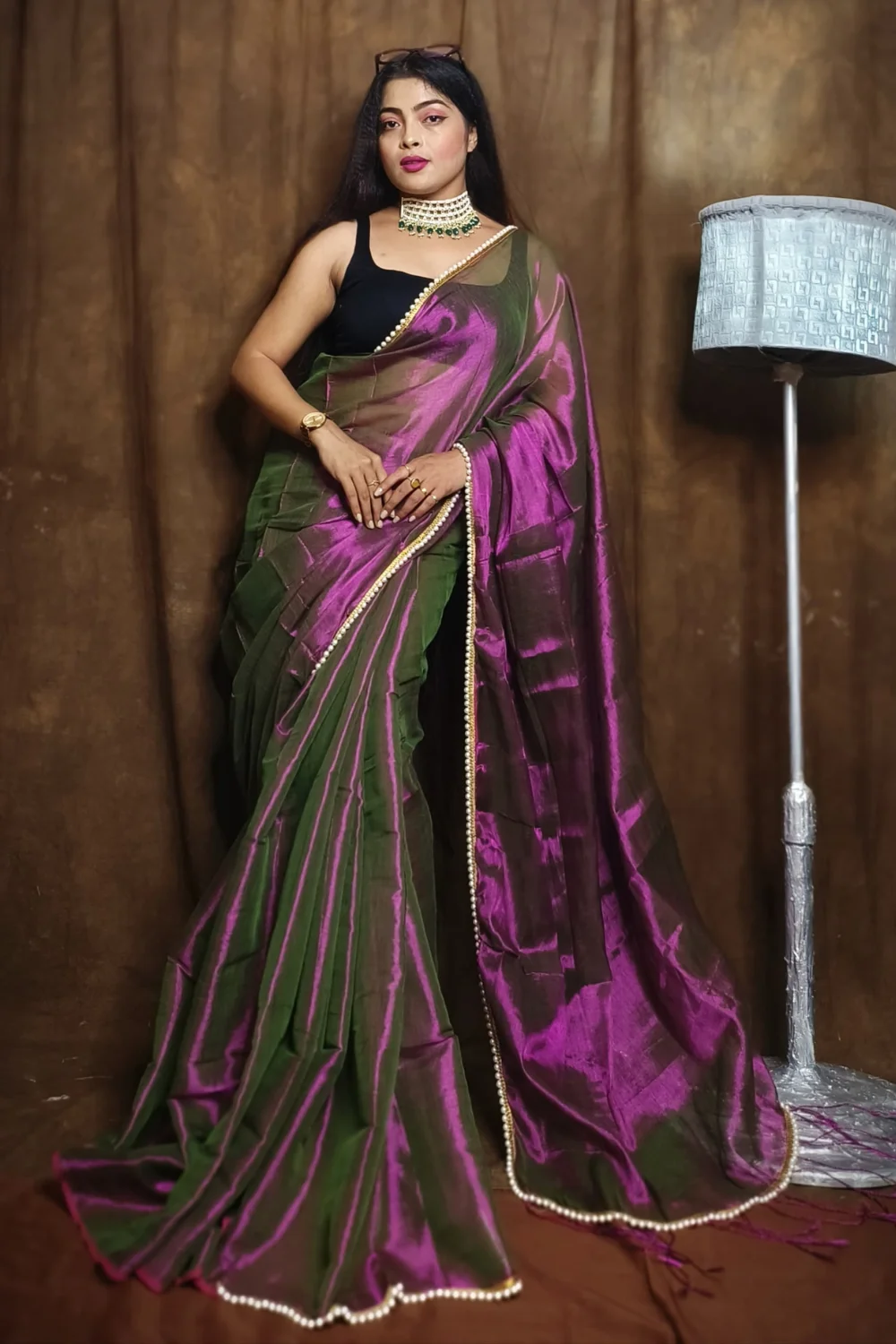 Purple Raga Tissue Saree