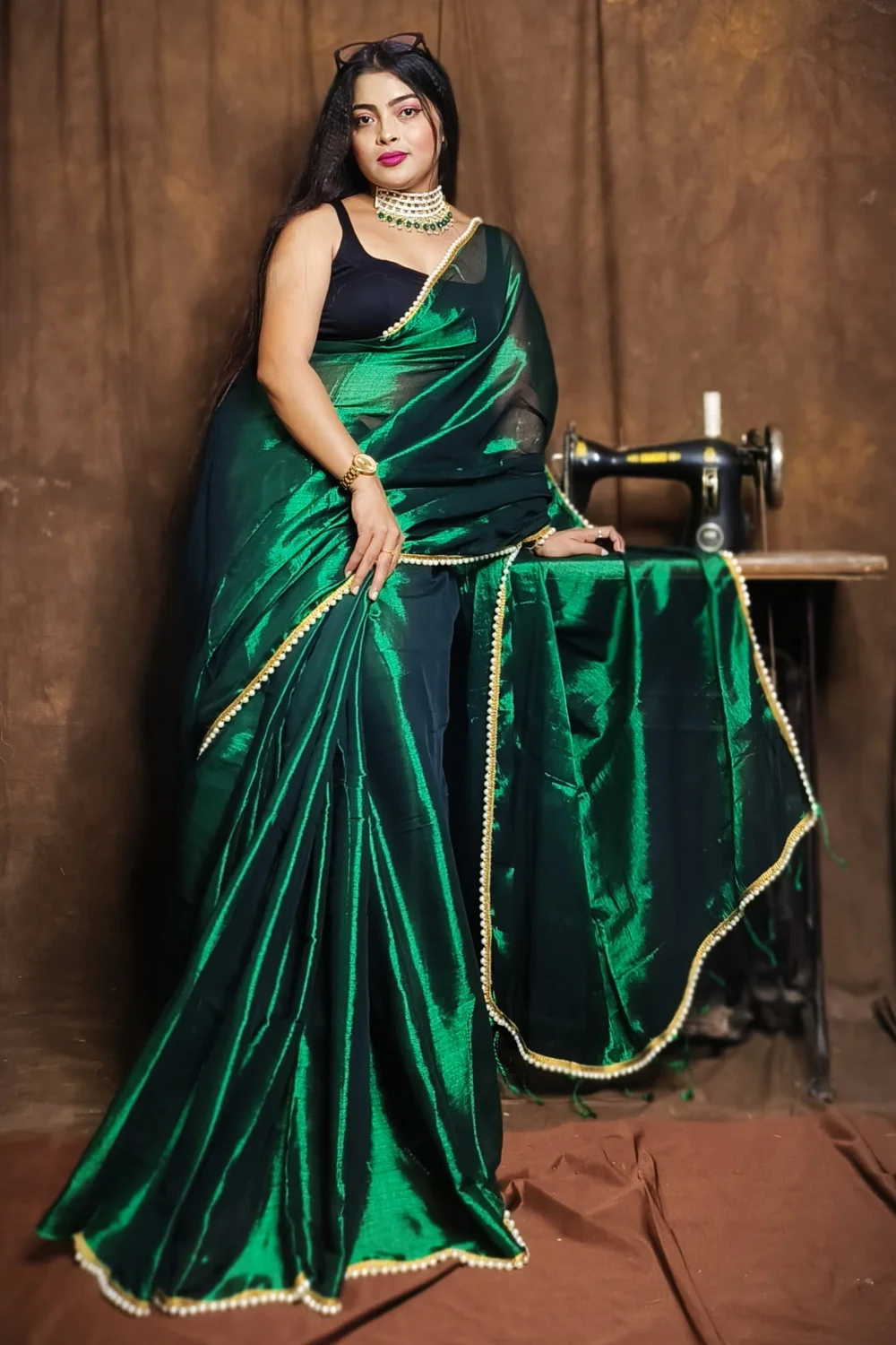 Green Raga Tissue Saree