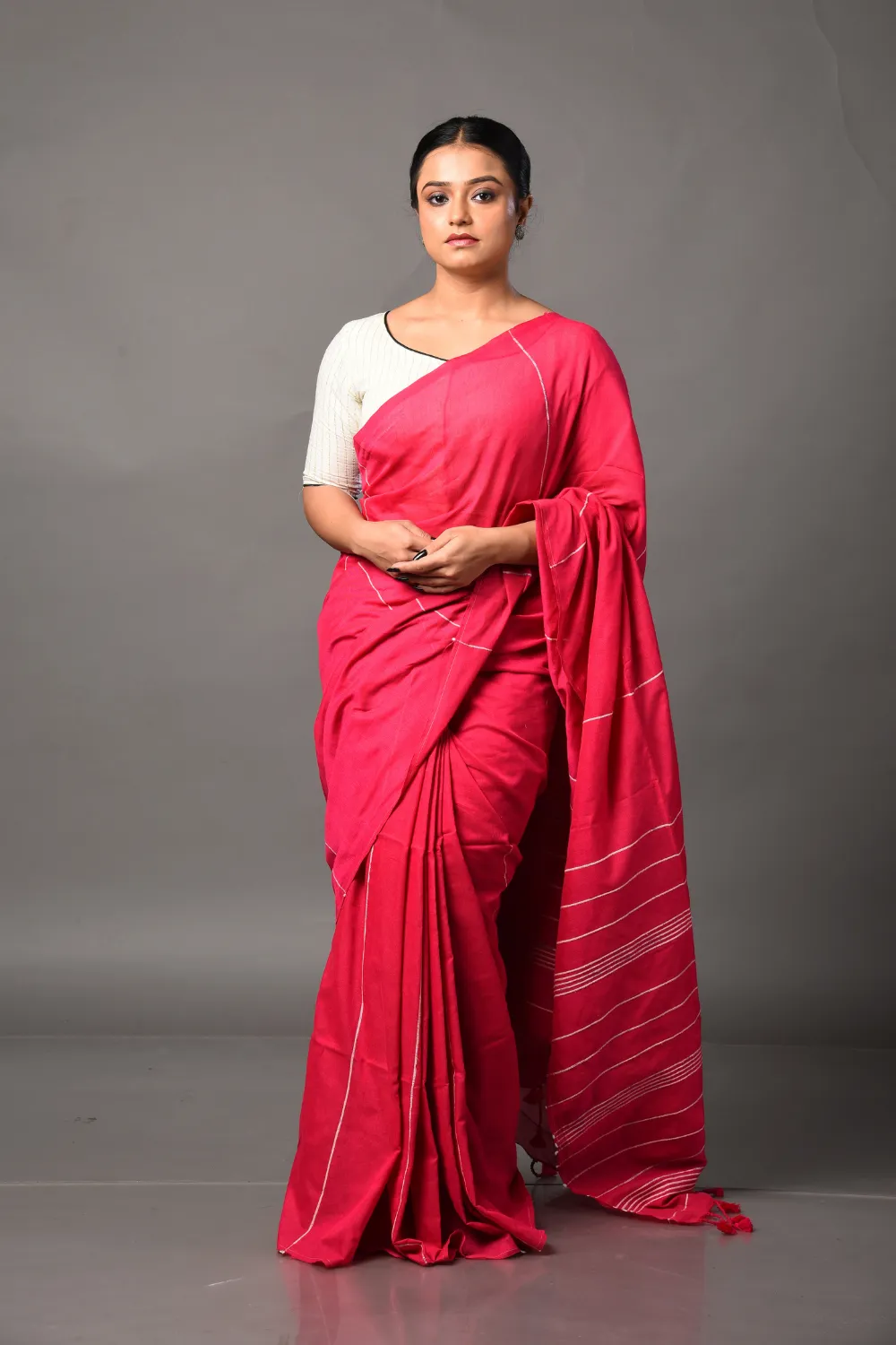 Dark-Pink Khesh Cotton Saree