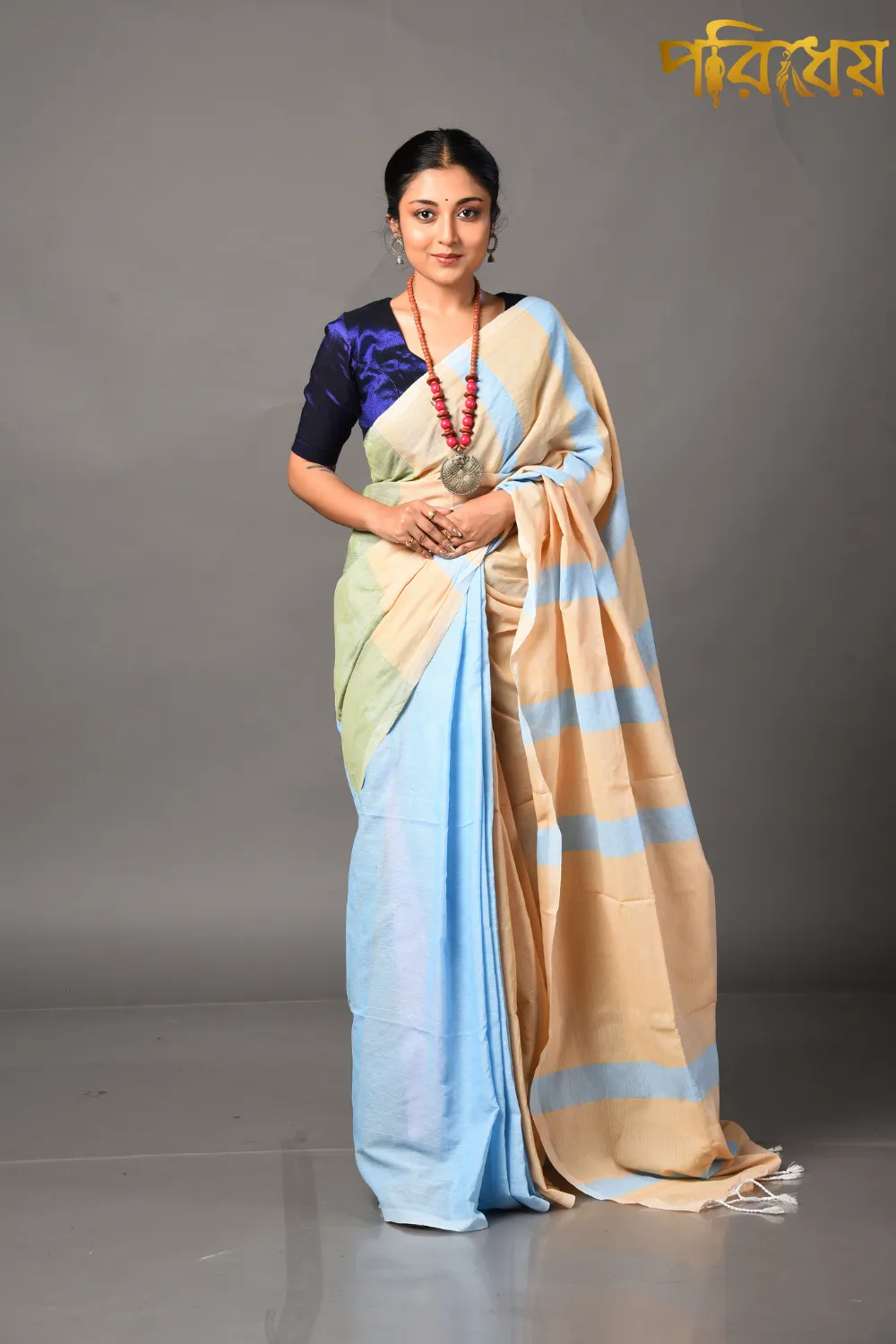 Multicolor Pure Khadi Cotton Saree