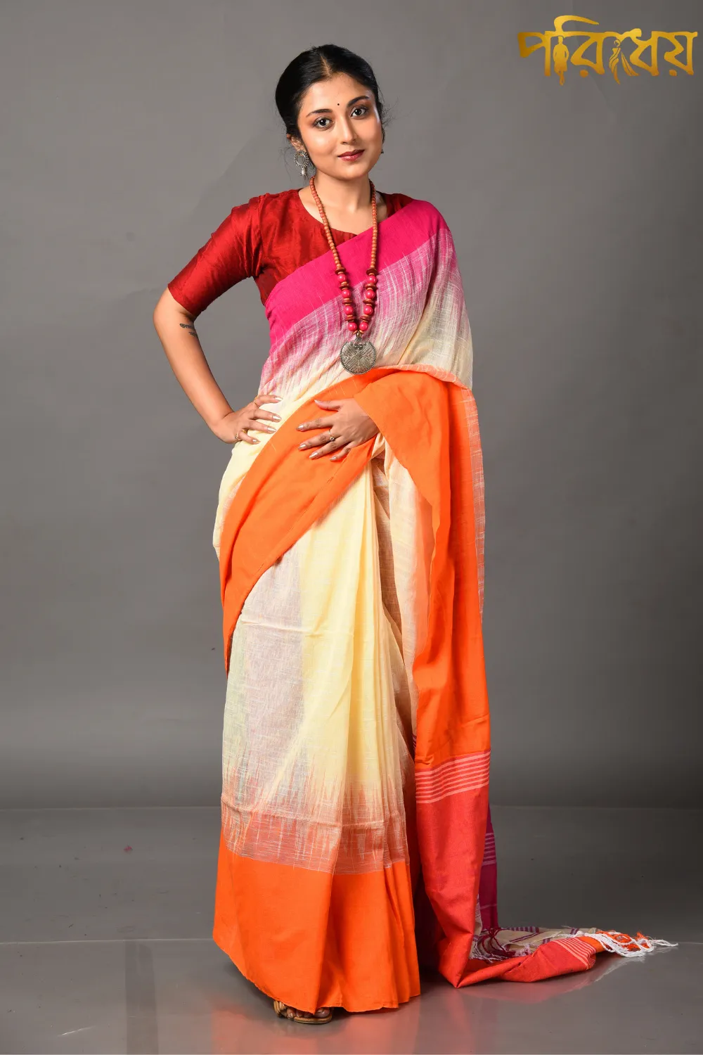 Khadi Cotton Mohapar Ikkat Weaving Saree