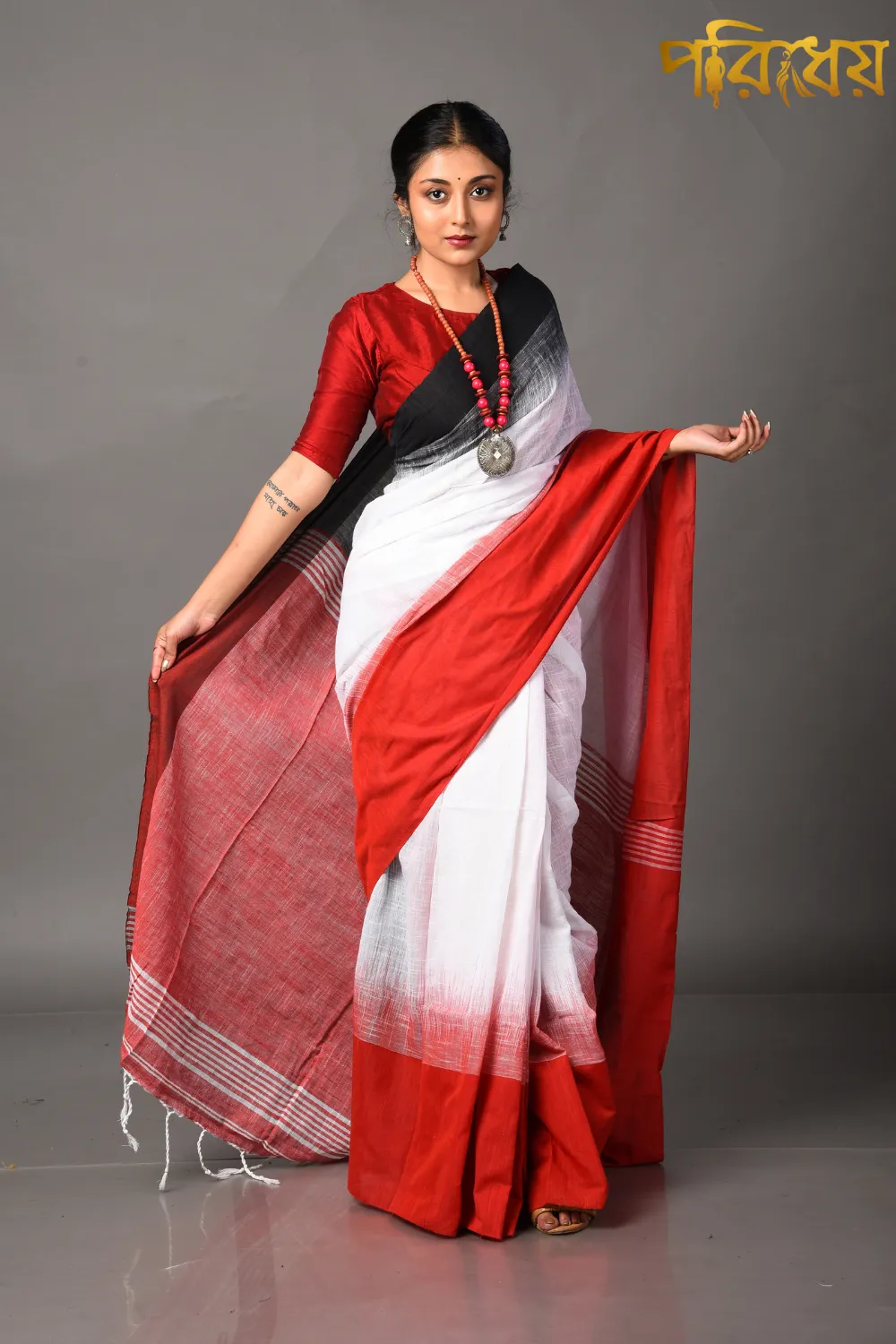 Aura Of Pure Khadi Cotton (Favourite Grey Color) Saree – Monamaar